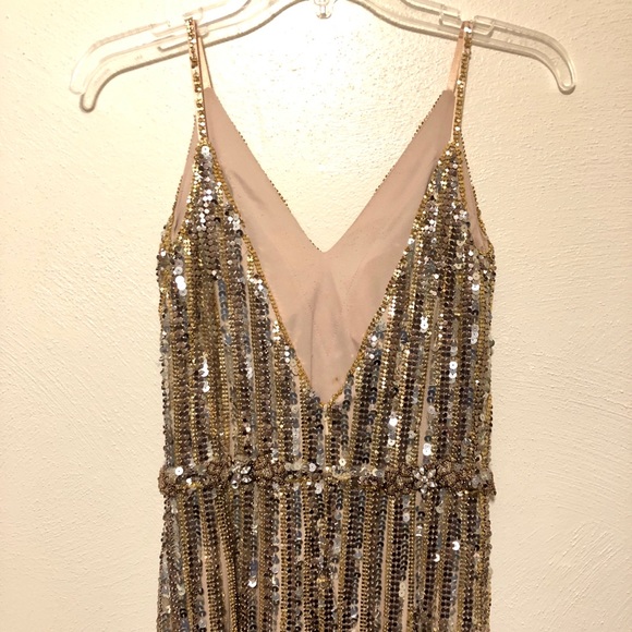 Prom Flapper Style Gold and Silver Fringe Dress - Picture 6 of 7